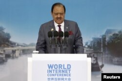 Pakistan's President Mamnoon Hussain speaks during the opening ceremony of the 2nd annual World Internet Conference in Wuzhen town of Jiaxing, Zhejiang province, China, Dec. 16, 2015.